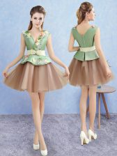 Dazzling Mini Length Multi-color Dress for Prom Tulle Sleeveless Hand Made Flower