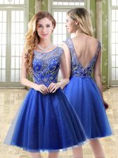 Adorable Tulle Sleeveless Mini Length and Beading
