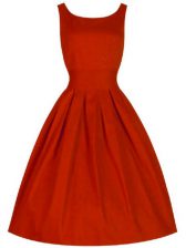  A-line Damas Dress Red Scoop Taffeta Sleeveless Knee Length Lace Up