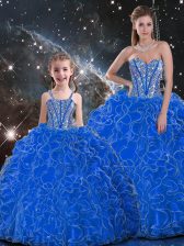 Low Price Organza Sleeveless Floor Length Quinceanera Dresses and Beading and Ruffles