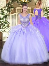  Organza Sleeveless Floor Length Vestidos de Quinceanera and Beading