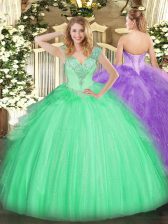 Cheap Sleeveless Lace Up Floor Length Beading Sweet 16 Dress