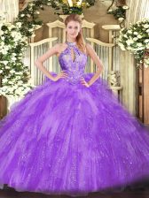  Lavender Lace Up Quinceanera Dresses Beading Sleeveless Floor Length
