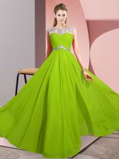  Floor Length Prom Dresses Chiffon Sleeveless Beading