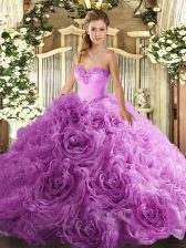 Traditional Sweetheart Sleeveless Fabric With Rolling Flowers Vestidos de Quinceanera Beading Lace Up