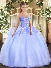  Sweetheart Sleeveless Organza Sweet 16 Dress Embroidery Lace Up