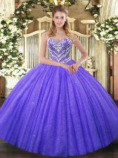  Purple Sleeveless Beading Floor Length Quinceanera Gown