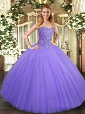  Tulle Sweetheart Sleeveless Lace Up Beading Vestidos de Quinceanera in Lavender