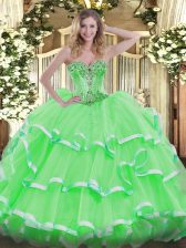 Fancy Sleeveless Beading and Ruffles Floor Length Sweet 16 Quinceanera Dress