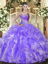 Customized Organza Sleeveless Floor Length Quinceanera Dress and Beading and Ruffles