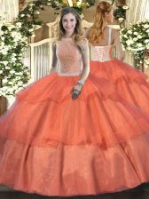  Tulle Sleeveless Floor Length Sweet 16 Dresses and Beading and Ruffled Layers