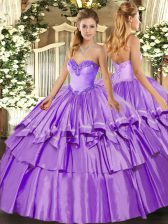 Stylish Floor Length Ball Gowns Sleeveless Lavender 15th Birthday Dress Lace Up