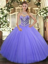 Elegant Floor Length Ball Gowns Sleeveless Lilac 15th Birthday Dress Lace Up