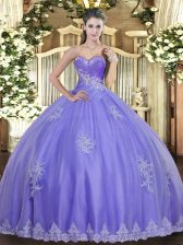  Lavender Sweetheart Neckline Beading and Appliques 15 Quinceanera Dress Sleeveless Lace Up