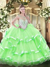 Noble Scoop Zipper Beading and Ruffled Layers Quinceanera Gowns Sleeveless