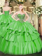 Fashionable Sleeveless Organza and Taffeta Floor Length Lace Up Quinceanera Dresses in with Beading and Ruffled Layers