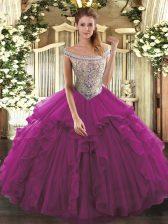  Organza Sleeveless Floor Length Sweet 16 Dress and Beading and Ruffles