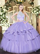  Organza Sleeveless Floor Length Quinceanera Gowns and Lace and Ruffled Layers