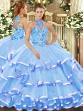  Sleeveless Lace Up Floor Length Beading and Embroidery Sweet 16 Dresses
