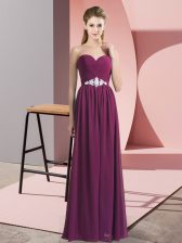  Dark Purple Sweetheart Neckline Beading Dress for Prom Sleeveless Lace Up