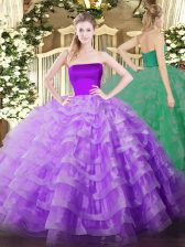 Fine Sleeveless Ruffled Layers Zipper 15th Birthday Dress