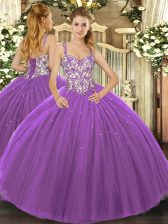 New Arrival Sleeveless Lace Up Floor Length Beading and Appliques Sweet 16 Quinceanera Dress