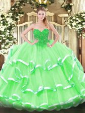  Floor Length Ball Gowns Sleeveless Apple Green Sweet 16 Dress Lace Up