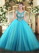  Sleeveless Beading Lace Up Quinceanera Dresses