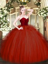 Graceful Floor Length Ball Gowns Sleeveless Wine Red Ball Gown Prom Dress Zipper