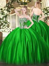 Dazzling Satin Sleeveless Floor Length Quinceanera Dresses and Beading