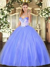  Tulle Sleeveless Floor Length Vestidos de Quinceanera and Beading