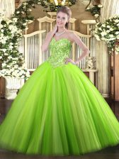  Sweetheart Sleeveless Sweet 16 Dress Floor Length Appliques Tulle