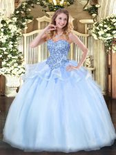 Beautiful Sweetheart Sleeveless Lace Up Vestidos de Quinceanera Light Blue Organza