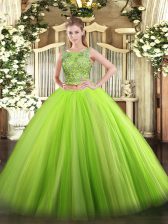  Sleeveless Lace Up Floor Length Beading Sweet 16 Quinceanera Dress