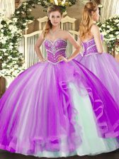  Ball Gowns Quinceanera Gowns Lavender Sweetheart Tulle Sleeveless Floor Length Lace Up