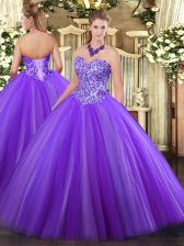 High Class Floor Length Ball Gowns Sleeveless Eggplant Purple Quinceanera Gown Lace Up