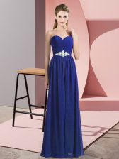 Custom Designed Blue Sleeveless Beading Floor Length Prom Evening Gown