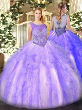  Sleeveless Lace Up Floor Length Beading and Ruffles Quince Ball Gowns
