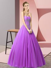 Admirable Purple Sweetheart Lace Up Beading Sleeveless