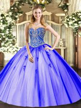  Tulle Sweetheart Sleeveless Lace Up Beading and Appliques Vestidos de Quinceanera in Lavender