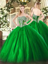 Beauteous Tulle Sleeveless Floor Length Ball Gown Prom Dress and Beading
