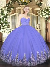 Amazing Floor Length Lavender Quince Ball Gowns Sweetheart Sleeveless Zipper
