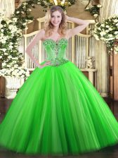  Sleeveless Beading Lace Up 15 Quinceanera Dress