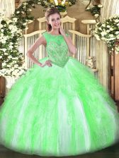 Fantastic Sleeveless Beading and Ruffles Floor Length Quinceanera Dresses