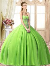  Tulle Sleeveless Floor Length Quinceanera Gown and Beading