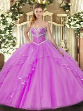 Vintage Sweetheart Sleeveless Tulle Vestidos de Quinceanera Beading and Ruffles Lace Up