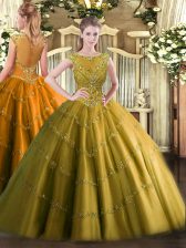 Captivating Brown Scoop Zipper Beading and Appliques Vestidos de Quinceanera Sleeveless