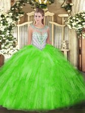  Floor Length Quinceanera Dress Scoop Sleeveless Zipper