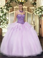 Dynamic Lavender Sweetheart Zipper Beading and Ruffles Sweet 16 Dresses Sleeveless