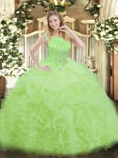 Most Popular Zipper Scoop Beading and Ruffles Vestidos de Quinceanera Organza Sleeveless